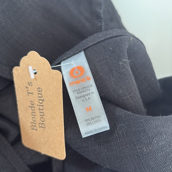 Mono B black elastic waist short sleeve vneck romper two pockets lined shorts - Picture 16 of 16